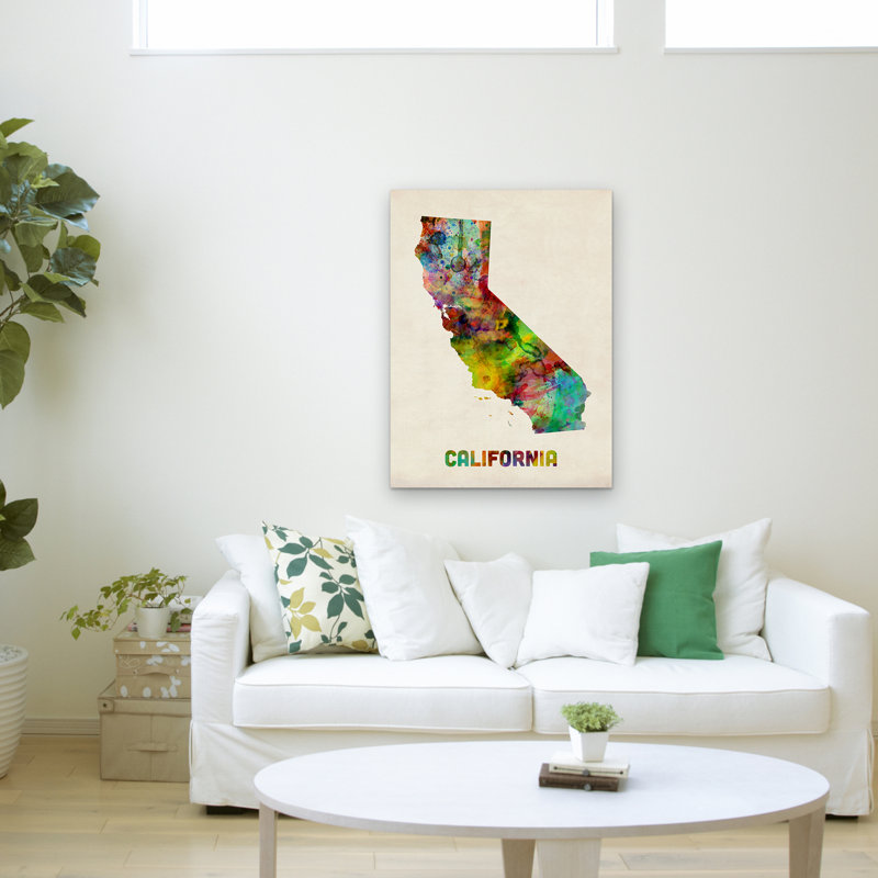 "California Map" par Michael Tompsett, "Pakin", impression encadrée sur toile tendue, H 32 po x l 24 po x P 2 po