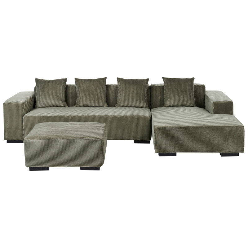 Alhan 4 Seater Corner Sofa , Left Hand Facing, Green
