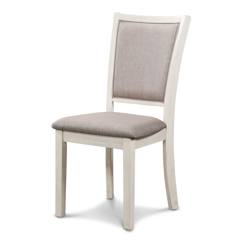 Ensemble de 2 chaises de salle à manger Han, tissu, bois massif, Beige bisque, Brun