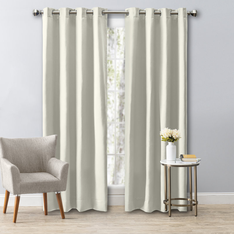 Ardelle Blackout Curtain Single Panel, 56" W x 72" L, Ivory with Antiqued Bronze