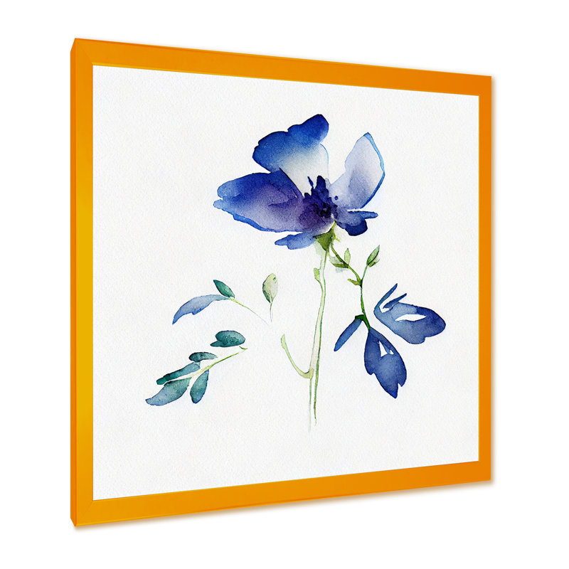 «Blossoming Blue Retro Flower VI», reproduction sur toile, H 16 po x l 16 po x P 1 po, Impression dorée sur toile encadrée