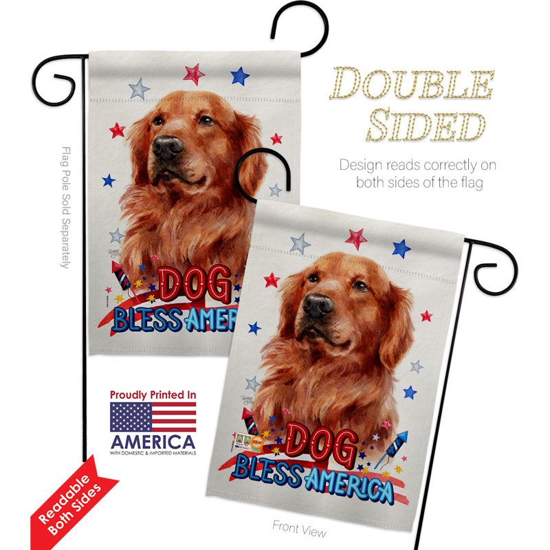 Patriotic Red Golden Retriever Polyester Garden Flag