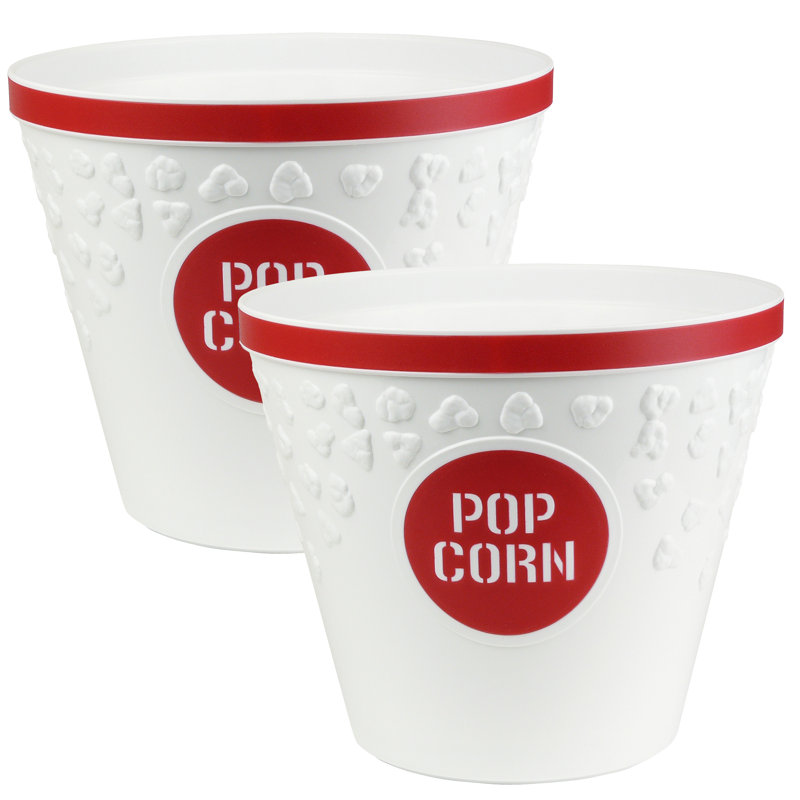 Hutzler Large Red Popcorn Buckets Set of 2, Red
