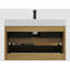 Meuble-lavabo en chêne 36 po - lavabo noir, fixation murale, finition fonctionnelle de style rangement, extra