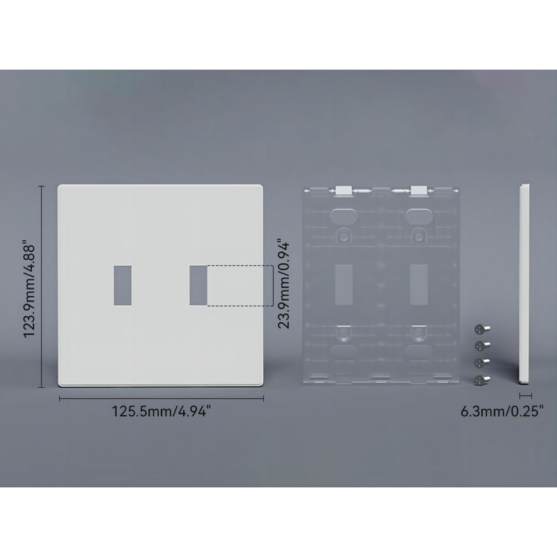 White 2-Gang Screwless Plastic Toggle Wall Plate Cover