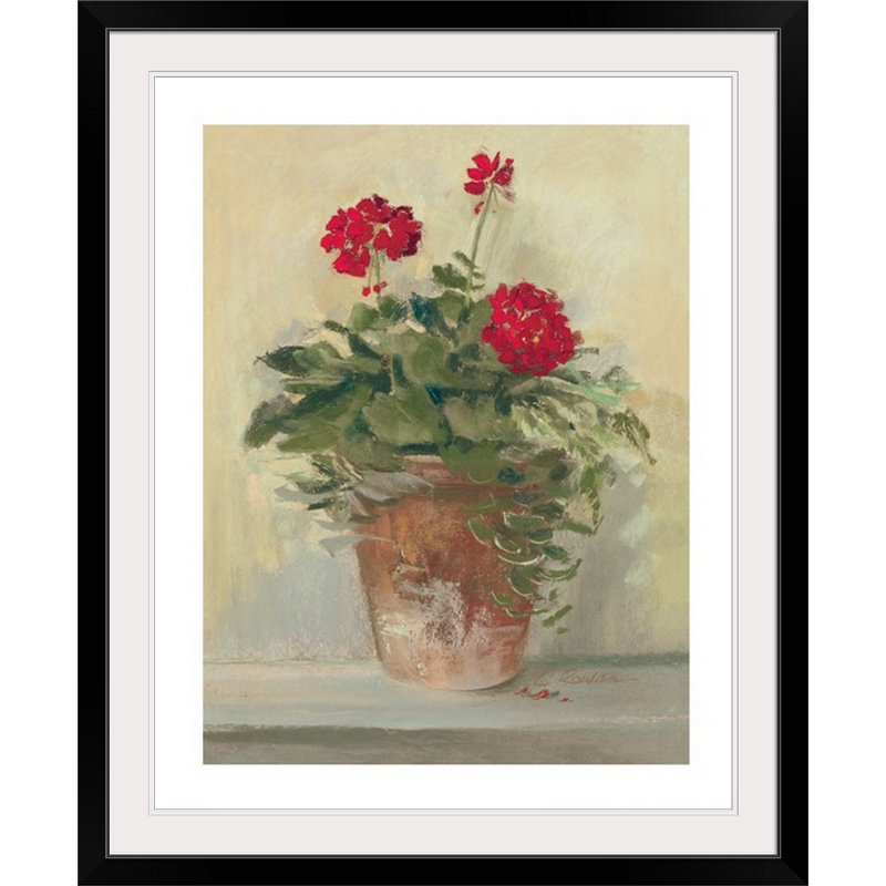 «Pots de géraniums II», reproduction, Cadre noir, H 23 po x l 20 po x P 1 po