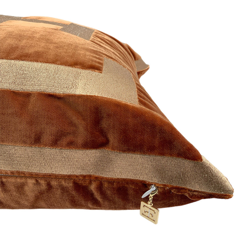 Logo Velvet Square Pillow Cover & Insert, Rust