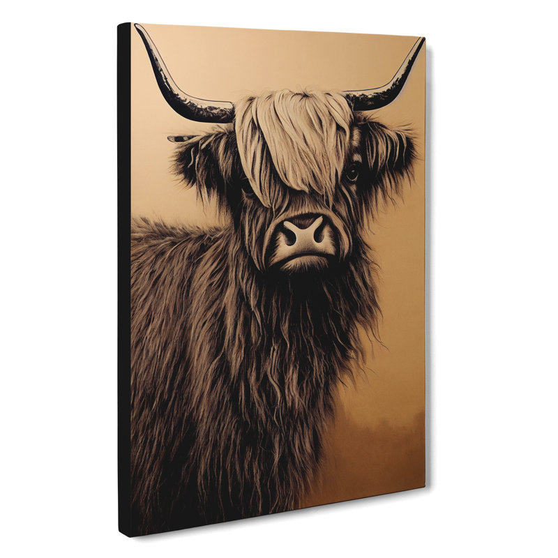 Vintage Highland Cow - Wrapped Canvas, 60cm H x 40cm W x 3cm D