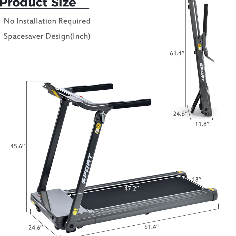 Tapis roulant portable de 3,5 hp - 14 km / h, ceinture antidérapante pour vitesse réglable