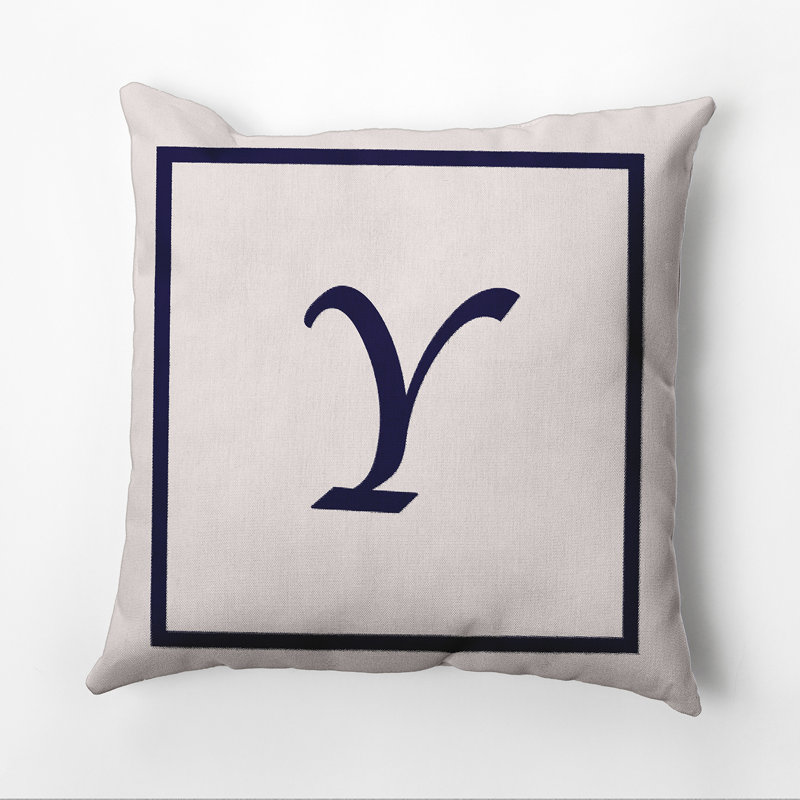 Reversible Throw Pillow, 18"x18", Navy Blue/White, Y