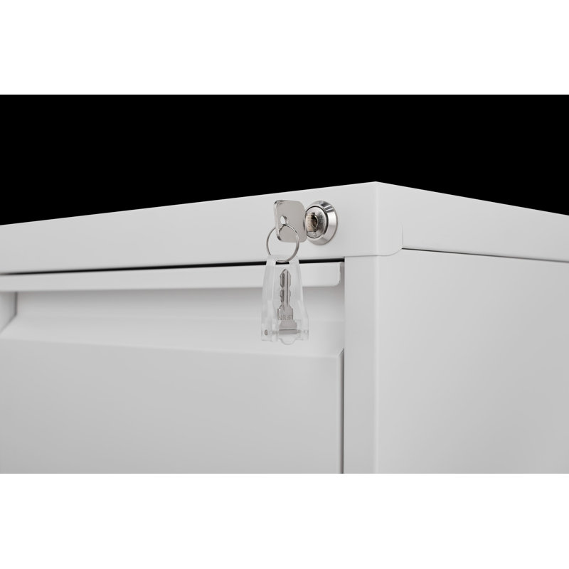 Classeur vertical en acier avec 4 tiroirs, classeur avec serrure, White