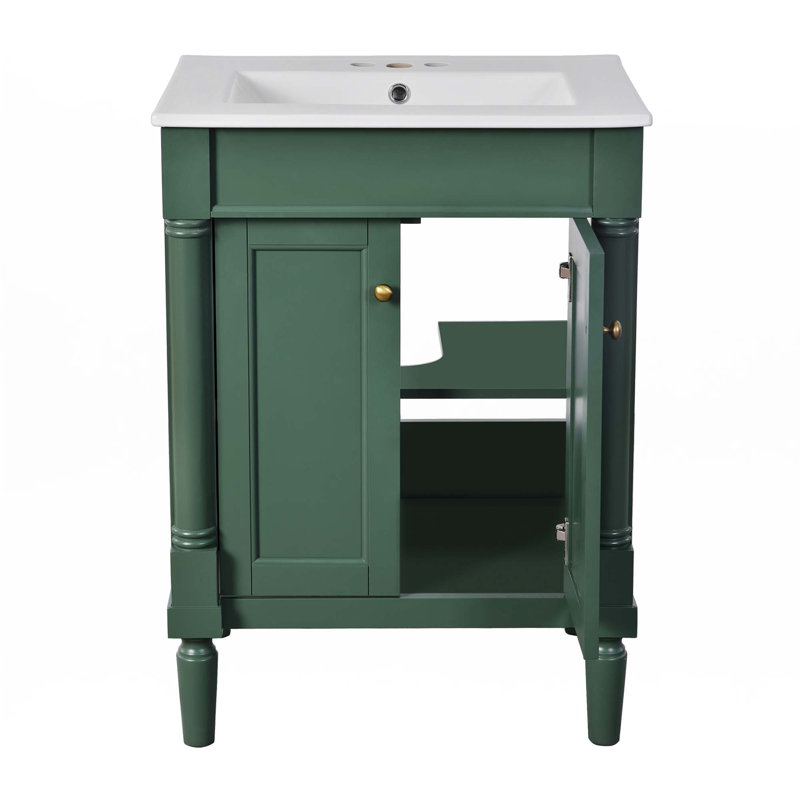 24'' Bathroom Vanity With Top Sink, Green, Gold