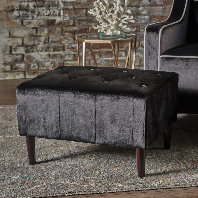 Ranck Velvet Ottoman, Black Velvet