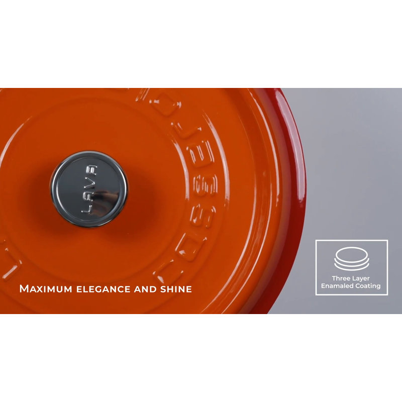 7-Quart Orange Enameled Cast Iron Dutch Oven with Lid
