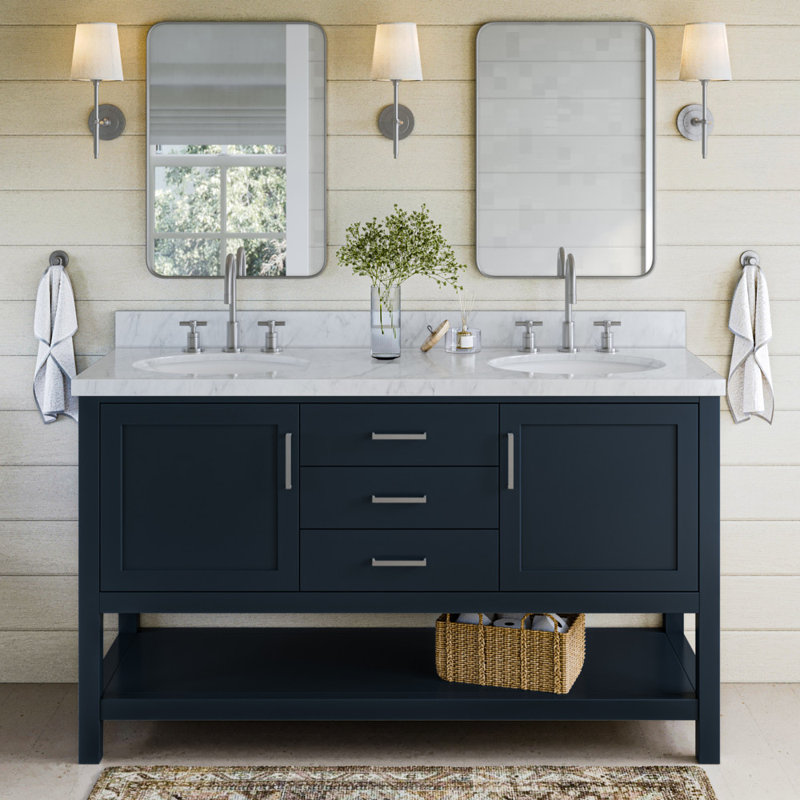 Abdullah 60'' Double Bathroom Vanity Base Only, Blue