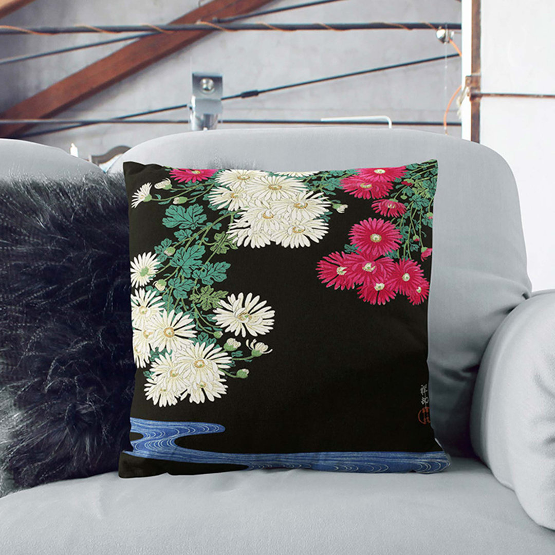 Chrysanthemums by Ohara Koson Cushion with Filling