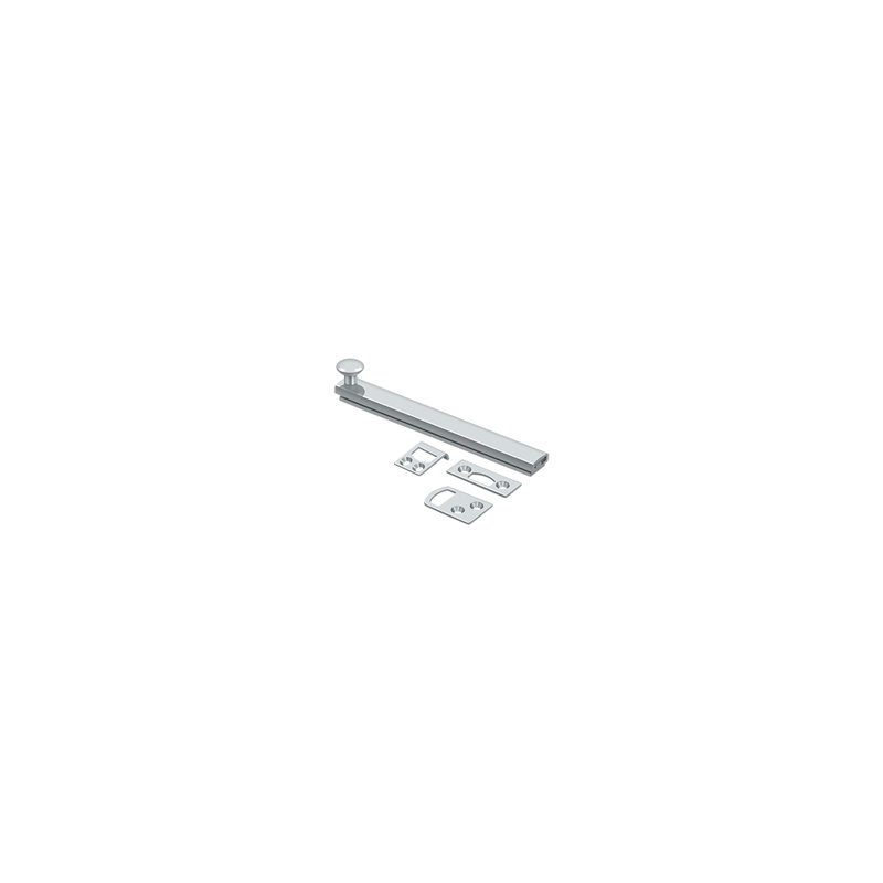 Brass Latch/Catch/Bolt, Polished Chrome, 1.9375" H x 6" W x 1.5625" D