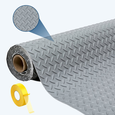 7.5 x 20 Ft Diamond Plate Garage Floor Mat, 2.8mm Thick PVC Roll Non-Slip Tape for Parking & Gym, Green