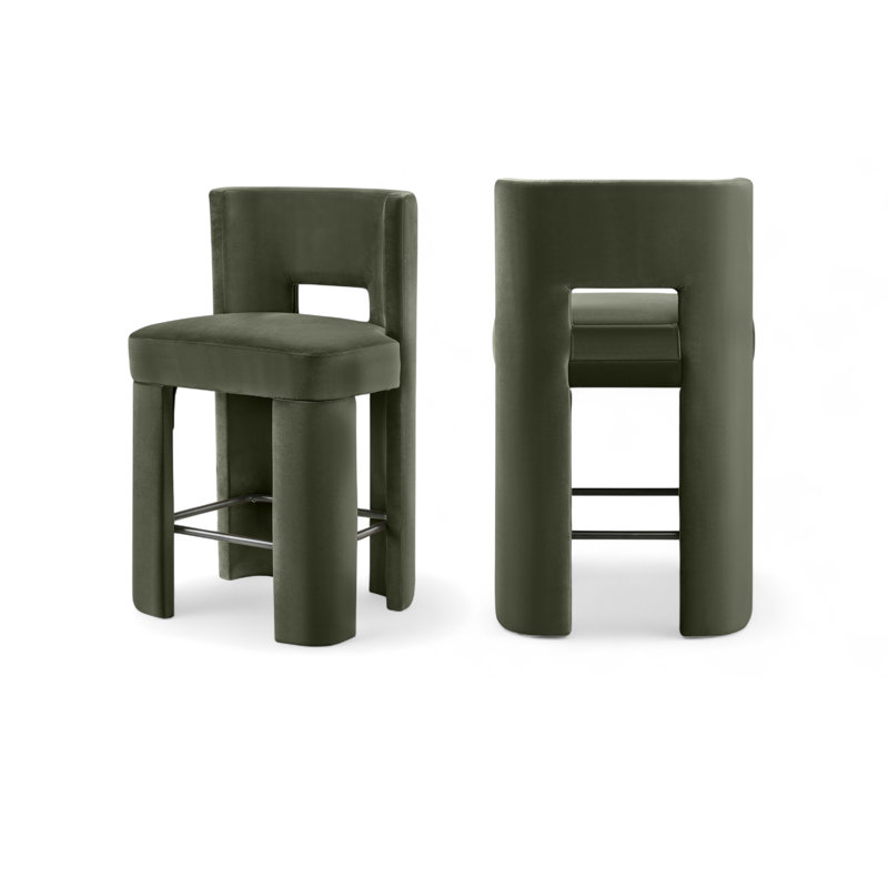 Tabouret de comptoir Zuno, Velours vert