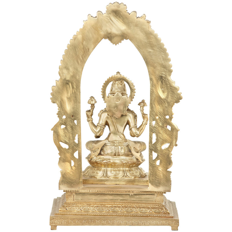 15" Superfine Goddess Lakshmi Brass Statue | Handcrafted Hindu Idol in Blessing Gesture | Antique Gold Finish for Home Altar, Diwali & Spiritual Decor