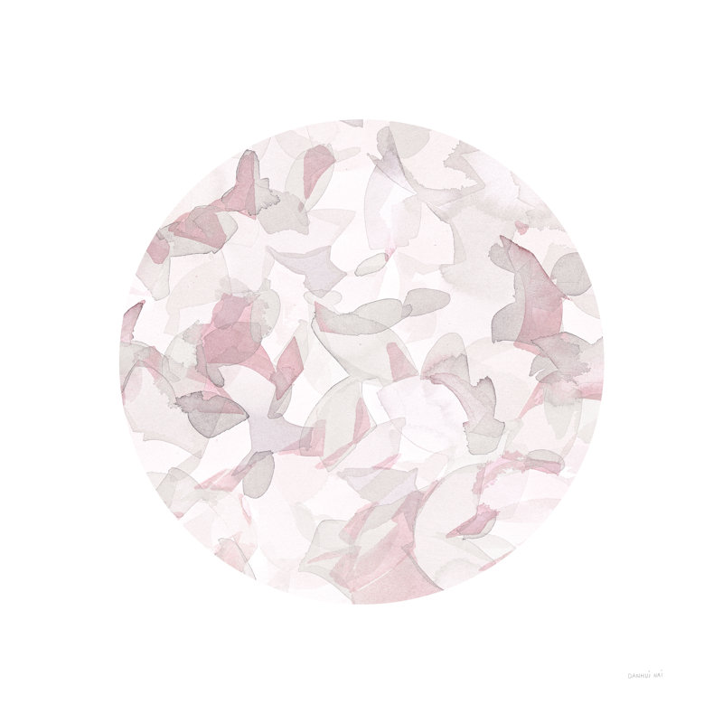 Cercle abstrait feuillu I gris rosé, H 12 po x l 12 po, Non, Toile tendue