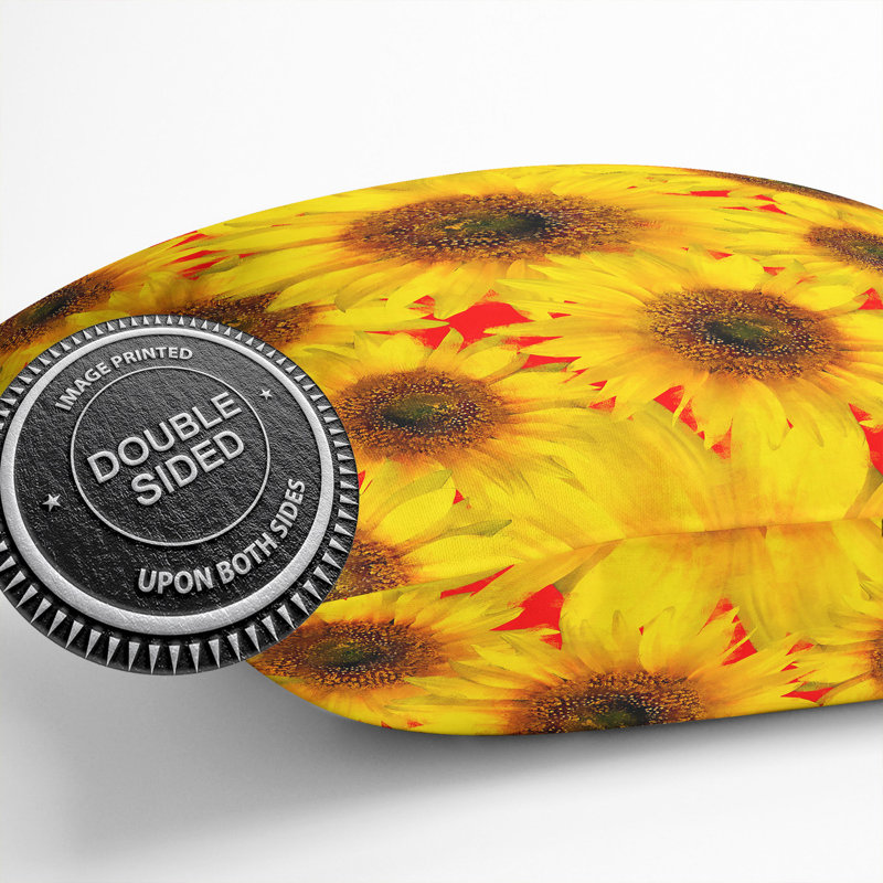 Wall of Sunflowers Painting Cushion with Filling, 55cm H x 55cm W x 20cm D