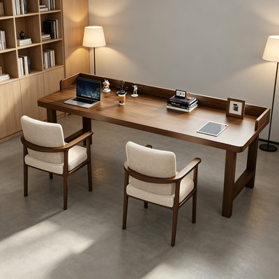 Simple Solid Wood Pine  Nut-Brown Desk