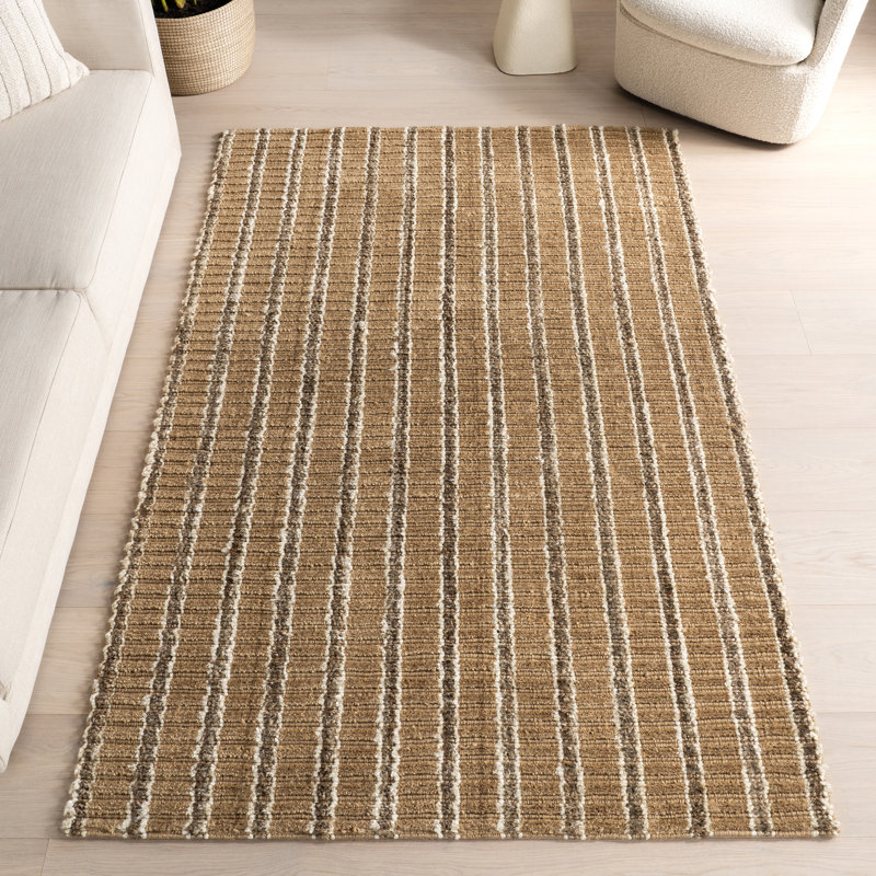 Tapis rayé en jute Violeta, Rectangle 48 po x 72 po