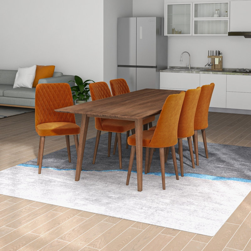 Borina 6 - Person Solid Wood Solid Wood Top Four Leg Dining Set