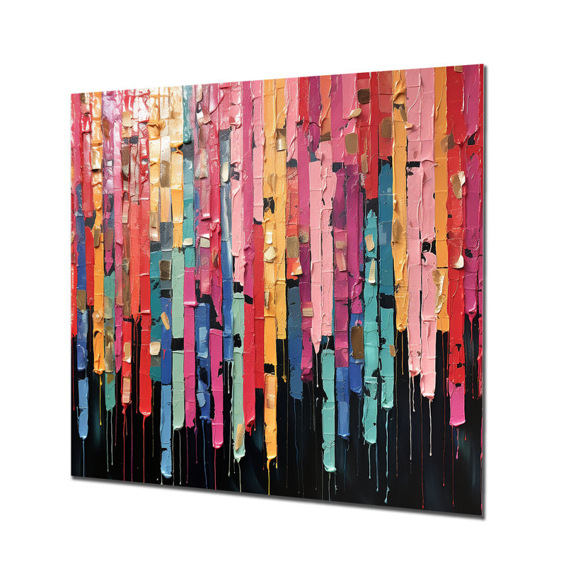 «Rose», mélodique numérique fusion IV - Collages abstraits, art mural en métal, H 36 po x l 36 po