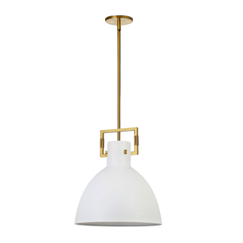 Holzheimer 1 - Light Single Pendant, Aged Brass, 16.75" H x 13.75" W x 13.75" D, White
