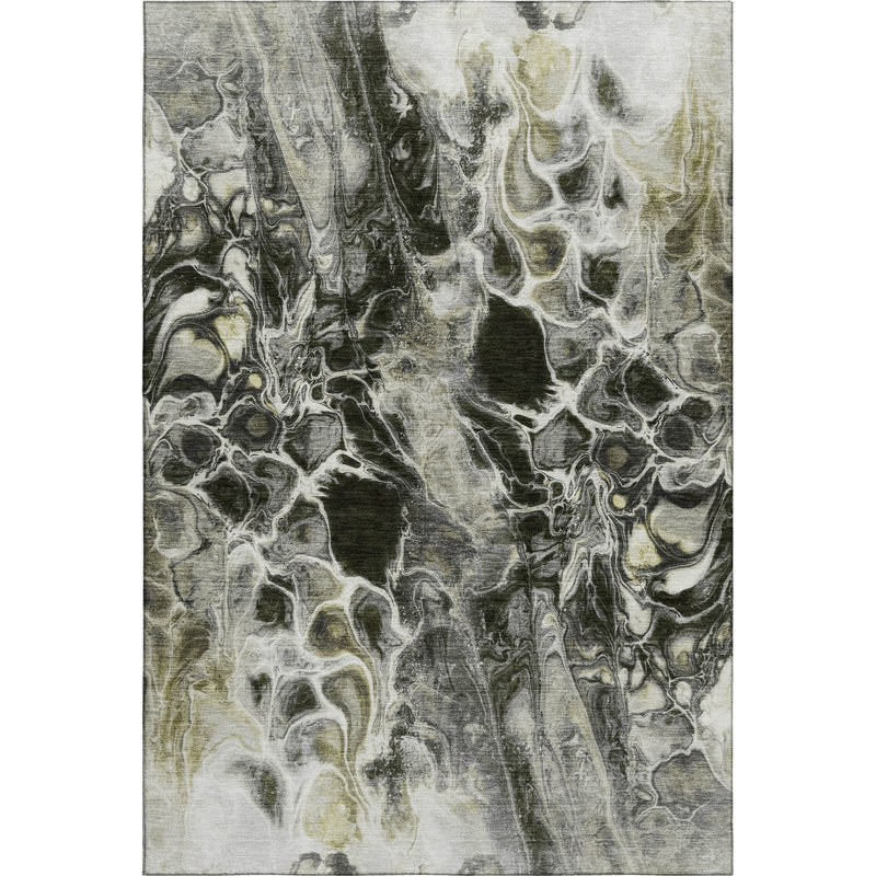 Premium Machine Washable Ralston AMF1936 Abstract Rug, Rectangle 5' x 7'6"