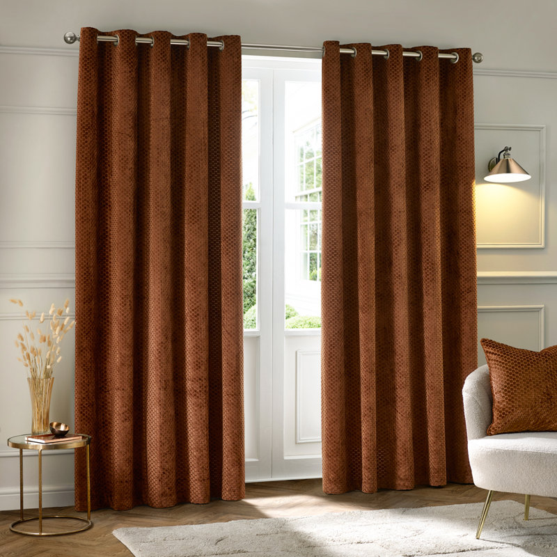 Neptune Room Darkening Curtain Pair, Orange, 168cm Width x 229cm Drop