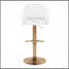 Tabouret de bar réglable avec pivot en métal doré et similicuir blanc avec repose-pieds rond en T - ensemble de 2-69035696-69035699