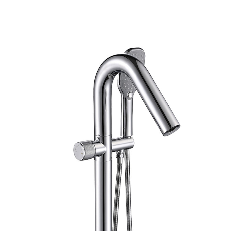 Bec de baignoire au sol avec douchette, Chrome