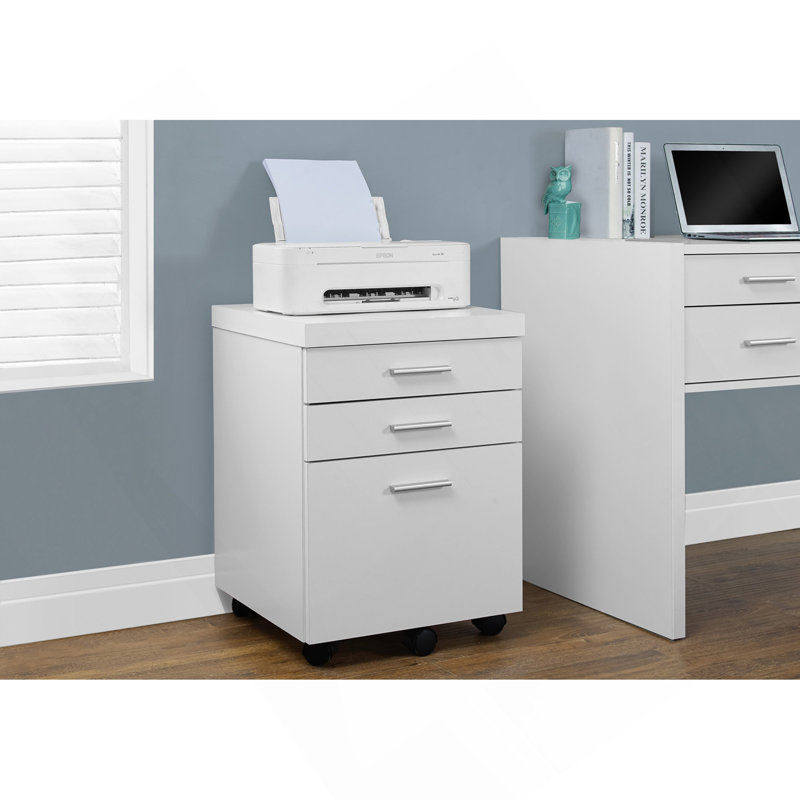 File Cabinet, Rolling Mobile, Storage Drawers, Printer Stand, Office, Work, White Laminate, Contemporary, Modern, White