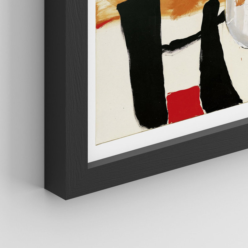 " Multicolor Colorful Mid-Century Grunge Paint Stroke Abstract Geometric " 7 - Pieces, Black Single Picture Framed