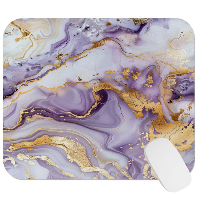 Abstract Lavender Amethyst Geode Crystals Marble XIII Modern Gaming Cute Office Laptop Desk Pad Gift Mat Square Rectangle Non-Slip Mousepad