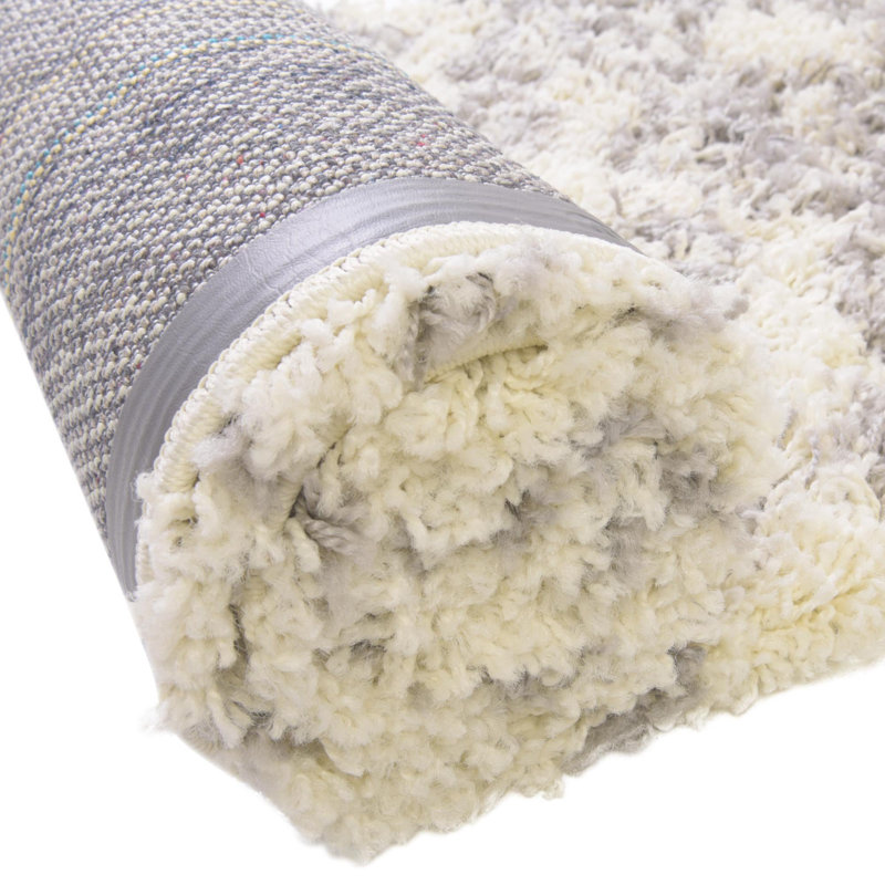 Tapis à poil long gris treillis Griego, Carré 6 pi 1 po
