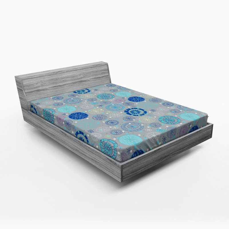 Microfiber Fitted Sheet, Queen Fitted Sheet, Blue Floral