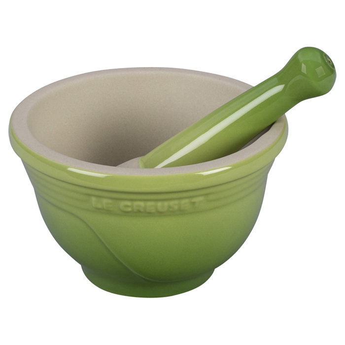 Stoneware Mortar And Pestle Set, White, 4.75" H x 2.5" W x 2.5" D