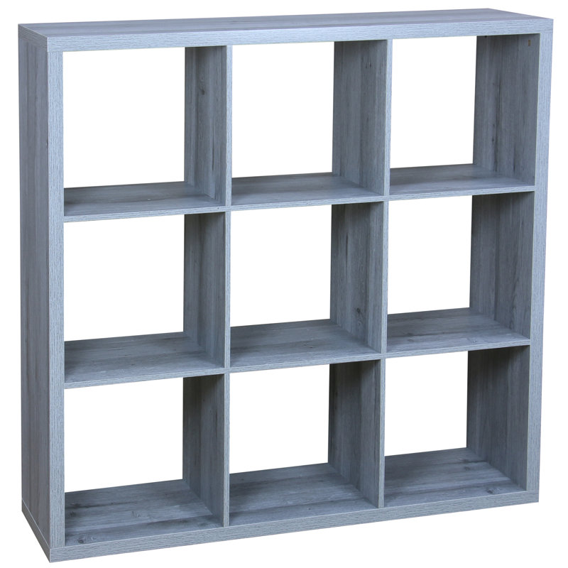 Bibliothèque cubique , (9 tablettes) H 43,7 po x l 43,7 po x P 13 po, Gris
