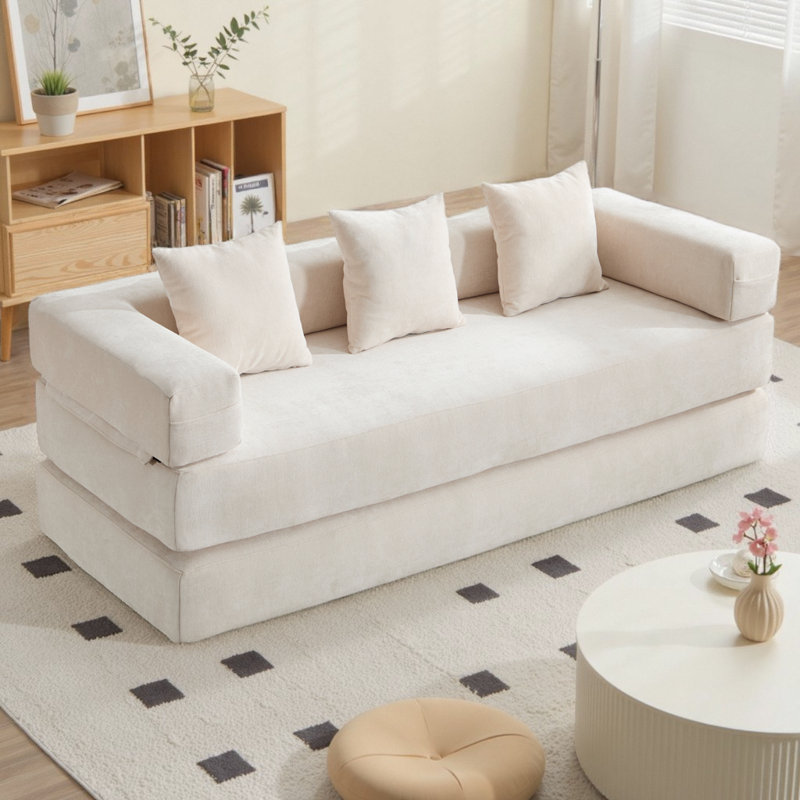 Boneless 3-in-1 Folding Sleeper Sofa Bed with Memory Foam, Convertible Chair Floor Couch/Lounger/Mattress for Small Spaces, 600lb Capacity, Removable Chenille Cover