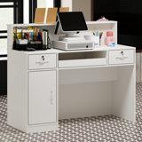Adhamh 2-Drawer Wooden Reception Desk With Light