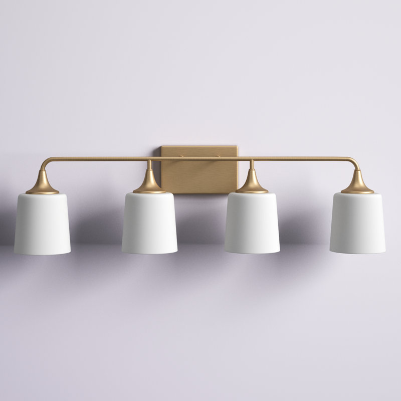 4 - Light Dimmable Vanity Light, Aged Brass