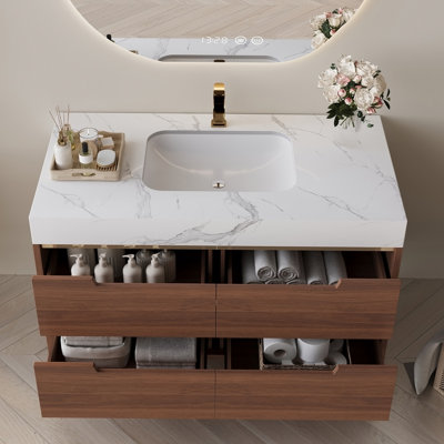 Bathroom Vanity with Undermount Sink, 4 Drawers Storage