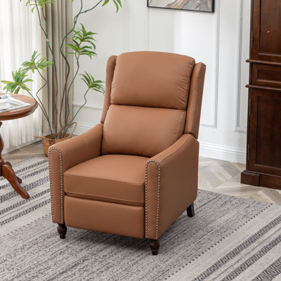 30" Wide Genuine Leather Manual Upholstered Recliner