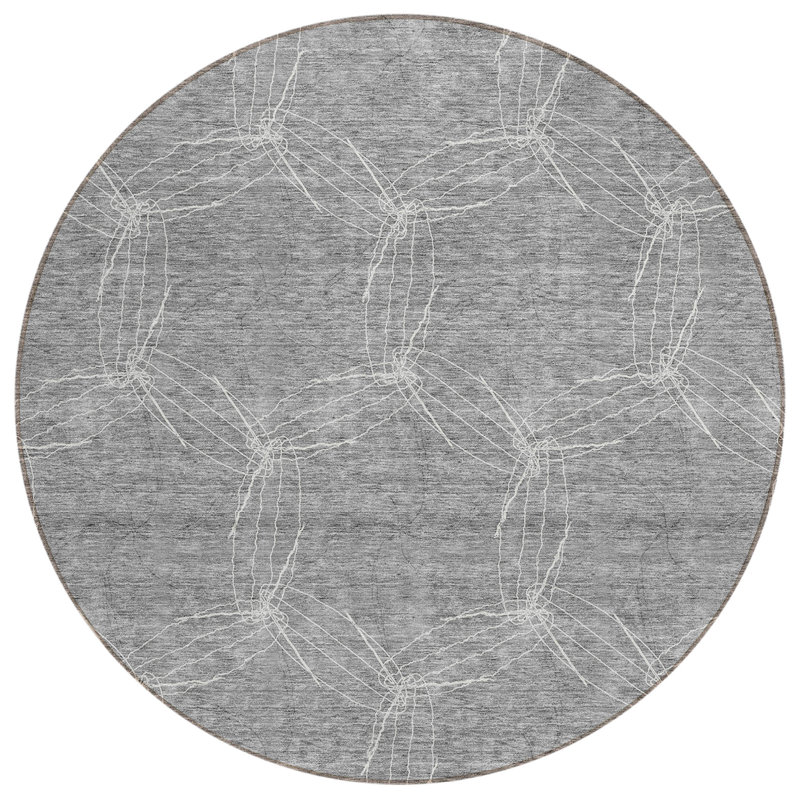 Aquaisha Geometric Indoor / Outdoor Rug, Round 8'