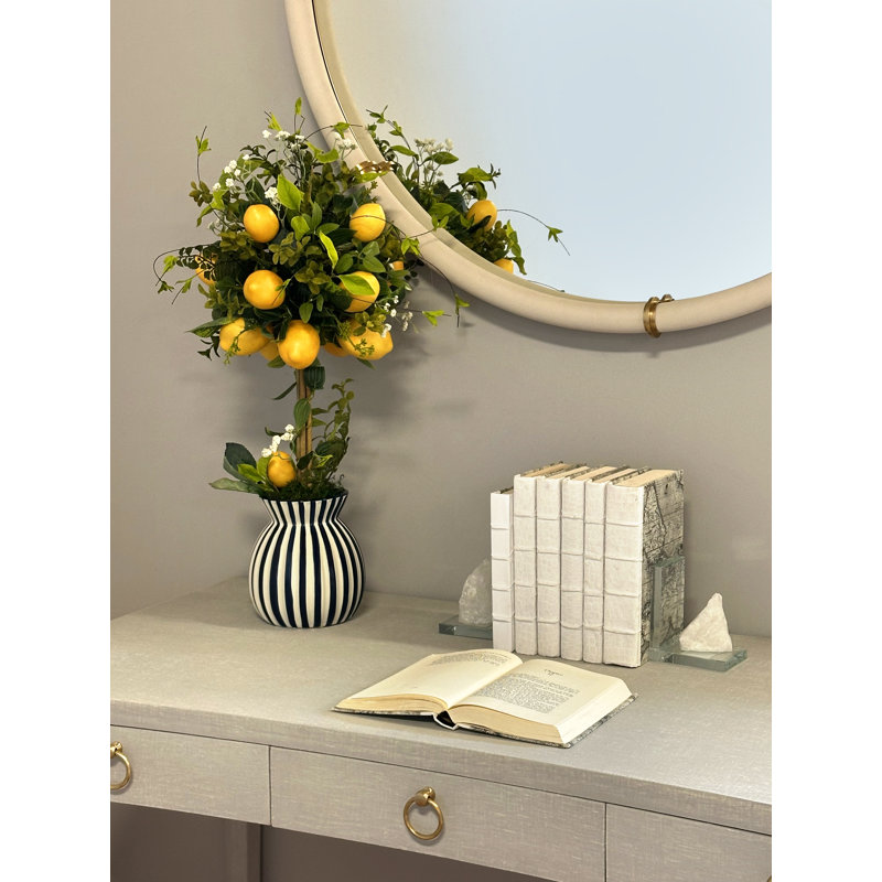 Lemon and Vine Topiary in Decorative Ceramic Vase