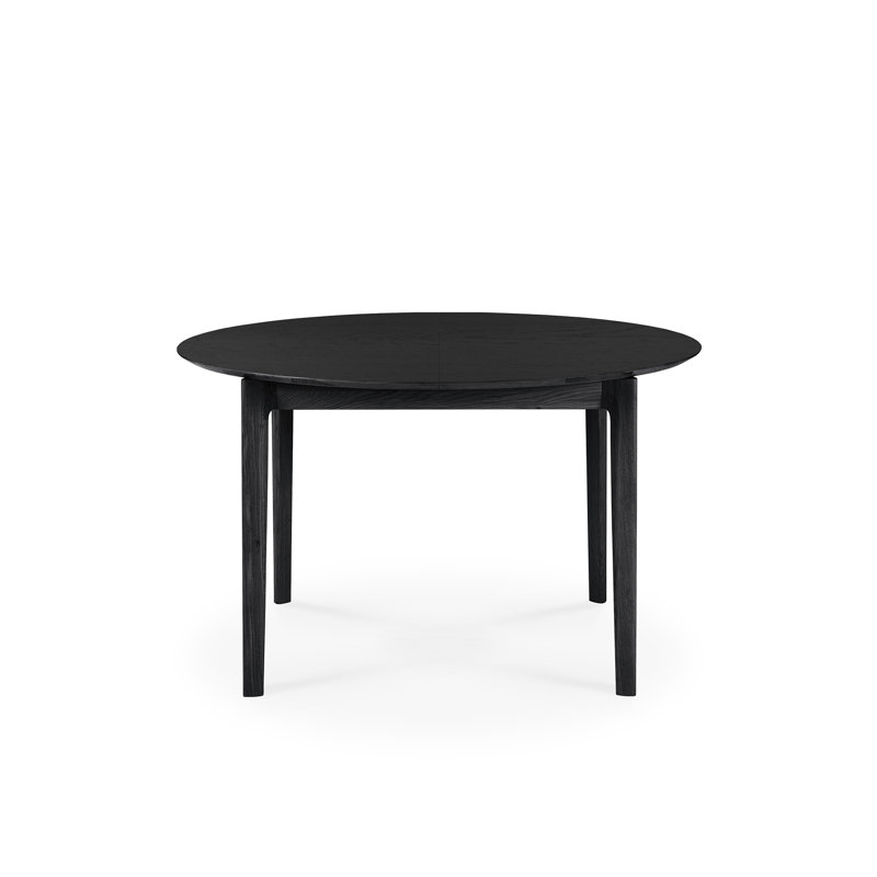 Bok Round Solid Oak Dining Table, Black